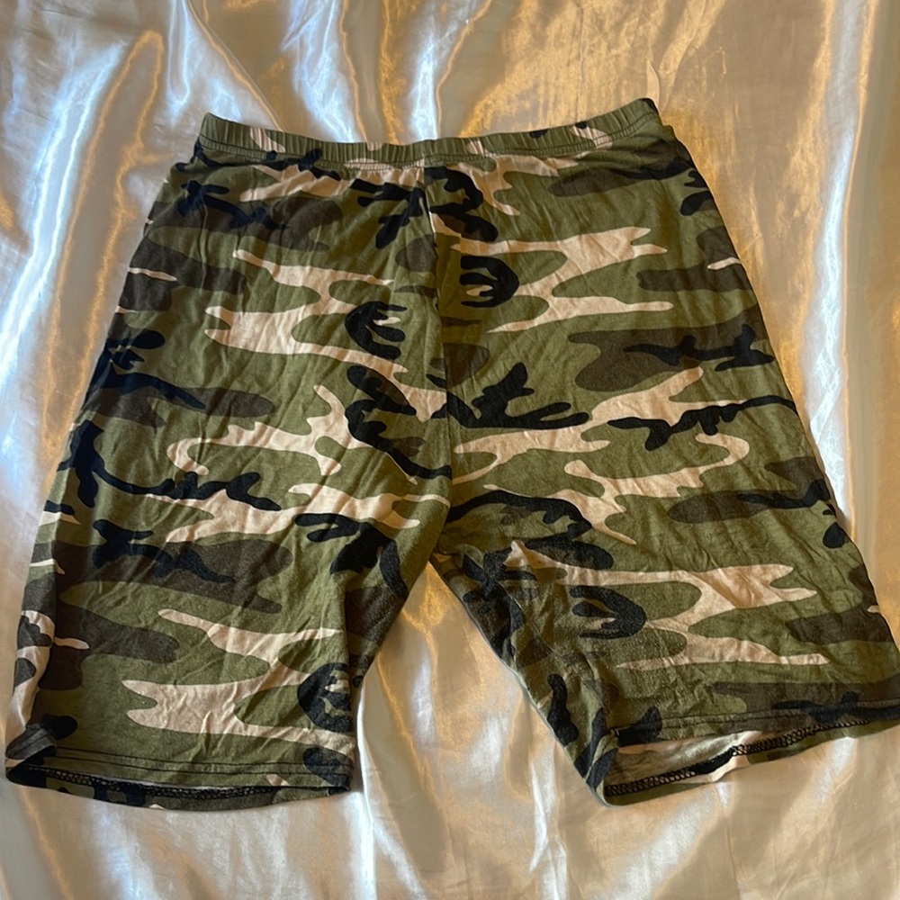 Army fatigue biker shorts